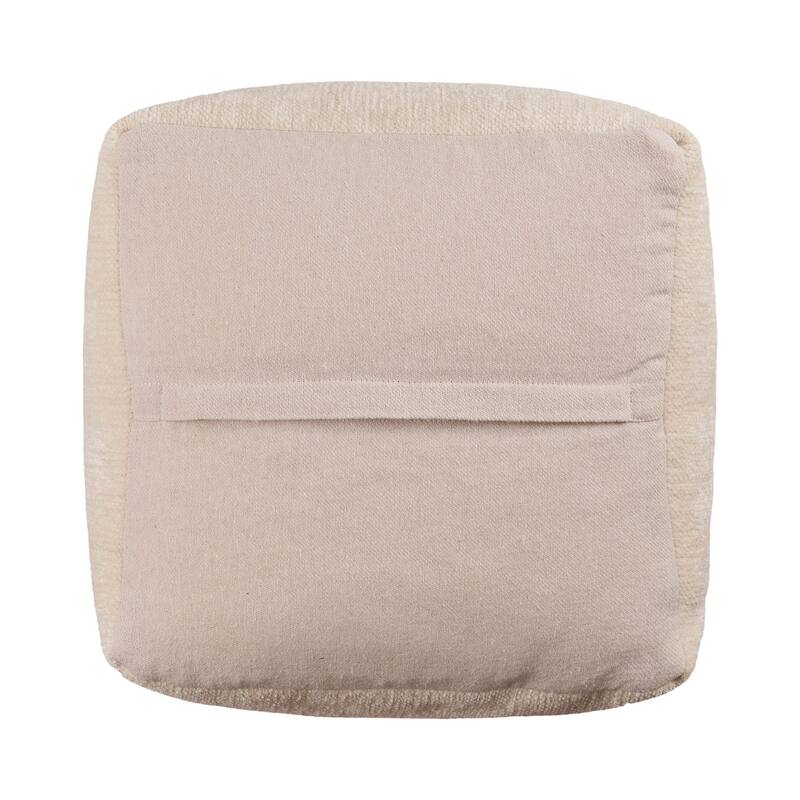 HomeRoots 18" Ivory Chenille Cube Pouf Ottoman