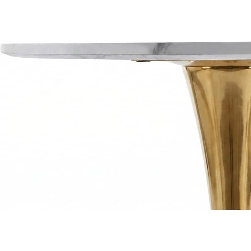 Bristol 40" Modern Round Dining Table with Accent Gold Steel Pedestal Base, Scratch-Resistant and Easy-Care