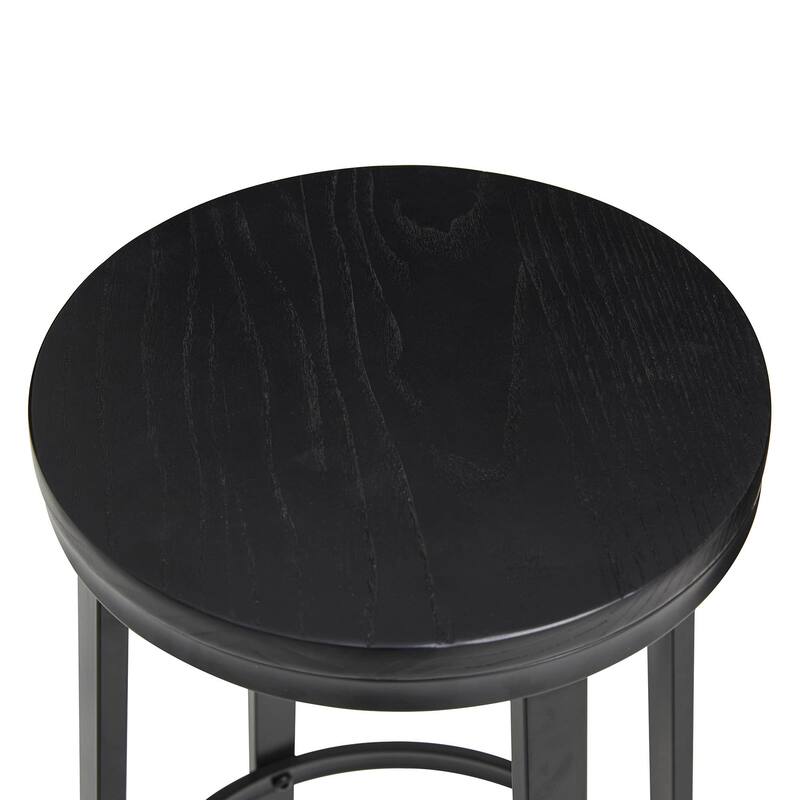 Glitzhome Farmhouse Elm Wood Top Steel Bar Stools Table Pub Set