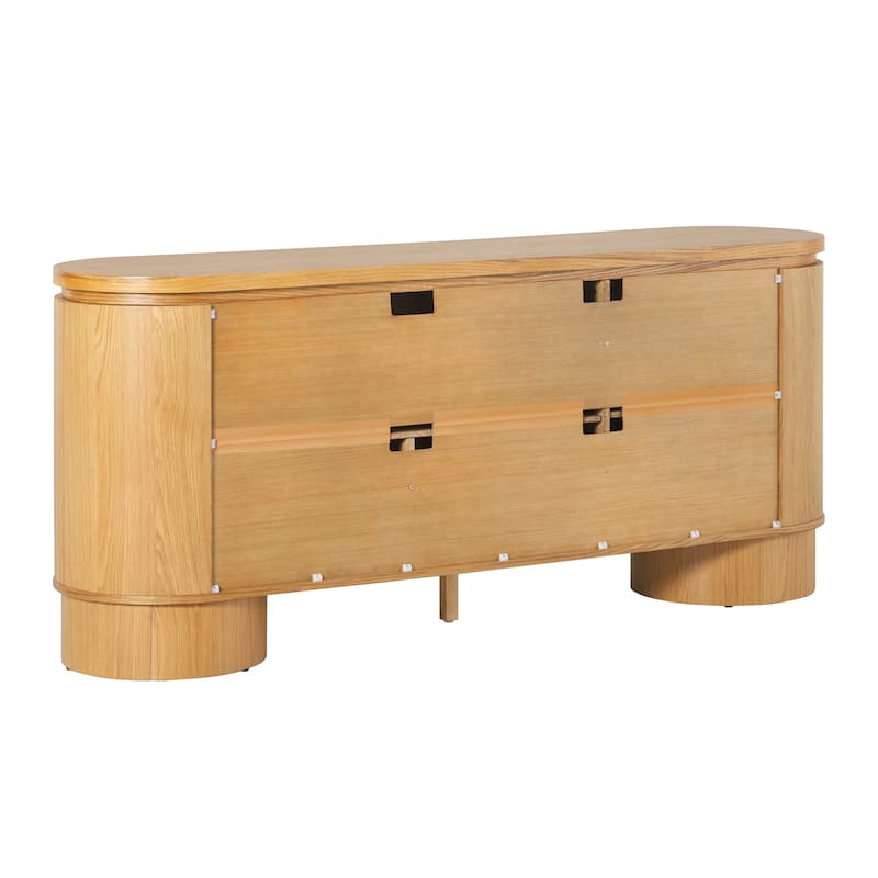 Walker Edison Modern Large Curved Solid Oak Wood Veneer Sideboard