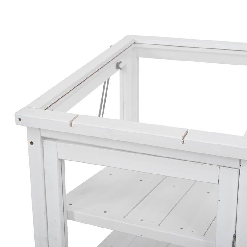 Roomfitters 62.4" Wood Garden Greenhouse with Movable Storage Box and Adjustable Shelves