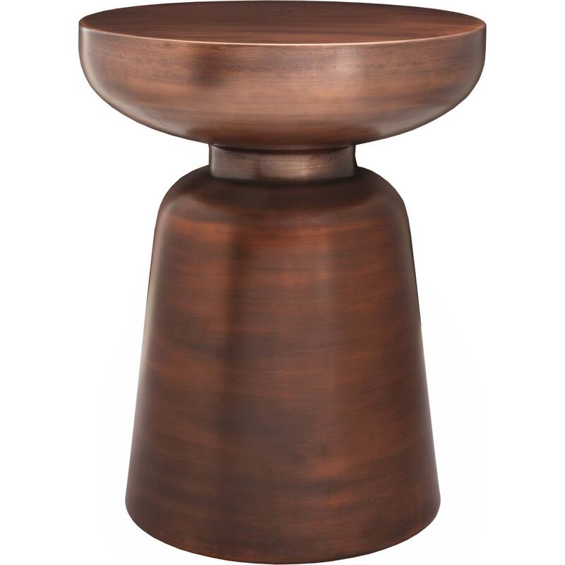 NADAAL STUDIOS Theo Accent Table, Solid Iron, Round Design, Antique Nickel Finish, Antique Copper Finish