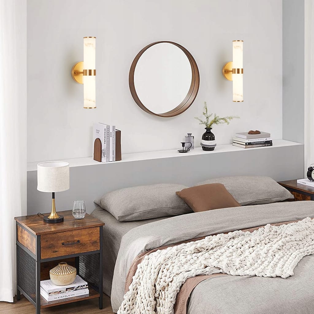 Golden and Elegant Resin Wall Sconce,Set of 2,Modern Vertical Light Fixture for Bathrooms, Hallways (Only Indoor)