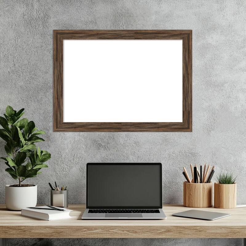 Amanti Art Regis Barnwood Grey Narrow Framed Dry Erase Magnetic Board