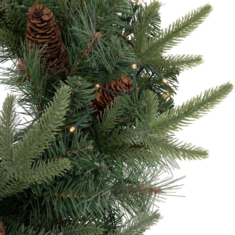 24" Pre-Lit Artificial Mixed Pine and Pine Cone Christmas Wreath