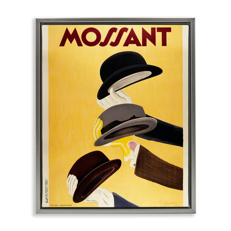 Stupell Vintage Top Hat Advertisement Framed Floater Canvas Wall Art Design By Marcus Jules - 17 x 21 - Grey