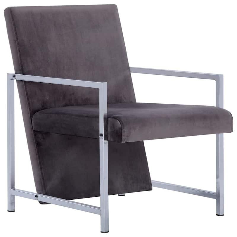 vidaXL Armchair with Chrome Feet Dark Gray Velvet - 20.9" x 27.2" x 28.7"
