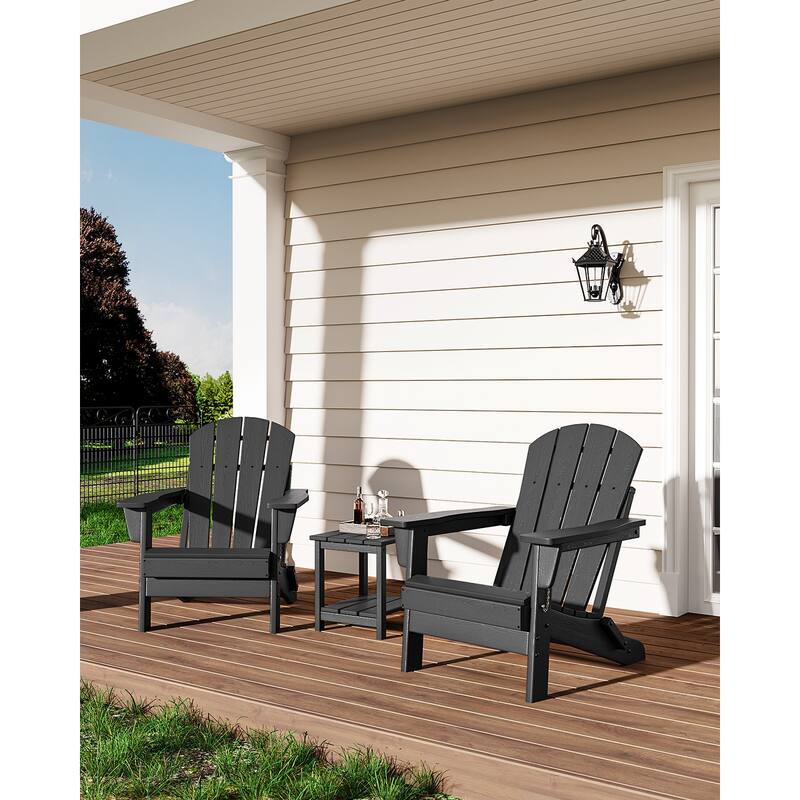 Folding Adirondack Chair, Outdoor Wooden Lounge Chair, Modern Lounger Adirondack Chair Ergonomic Extended Backrest