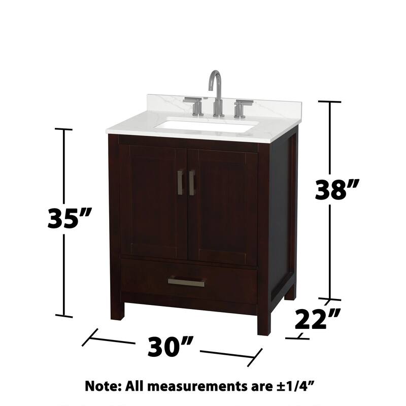 Wyndham Collection WCS141430S-QTZ-US3MXX Sheffield 30" Free Standing