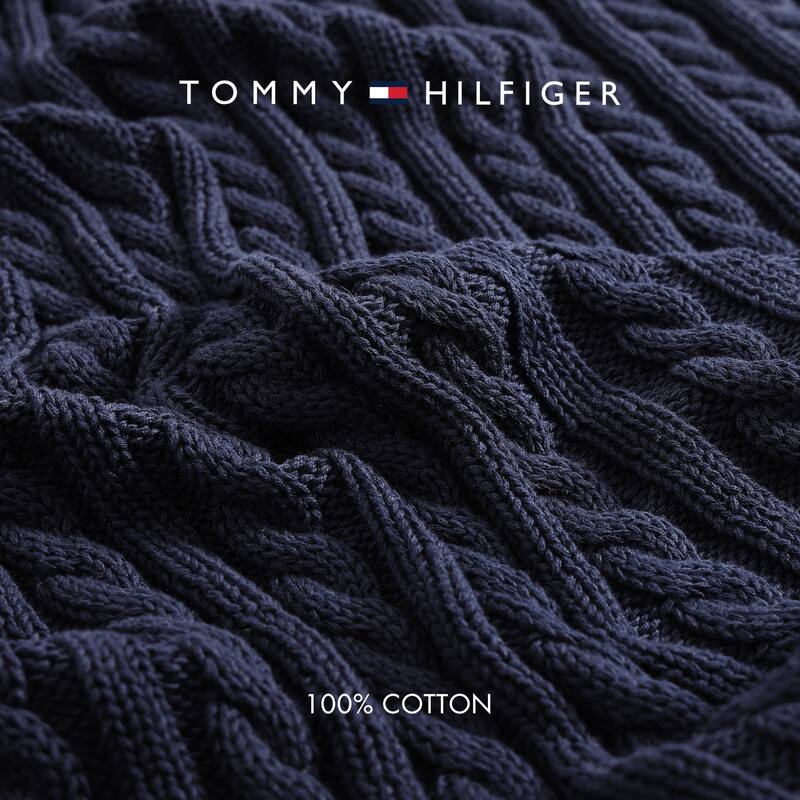 Tommy Hilfiger Hilfiger Cable Knit Solid Throw Blanket
