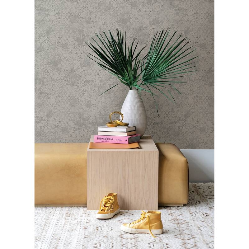 A-Street Prints Zilarra Light Grey Abstract Snakeskin Wallpaper