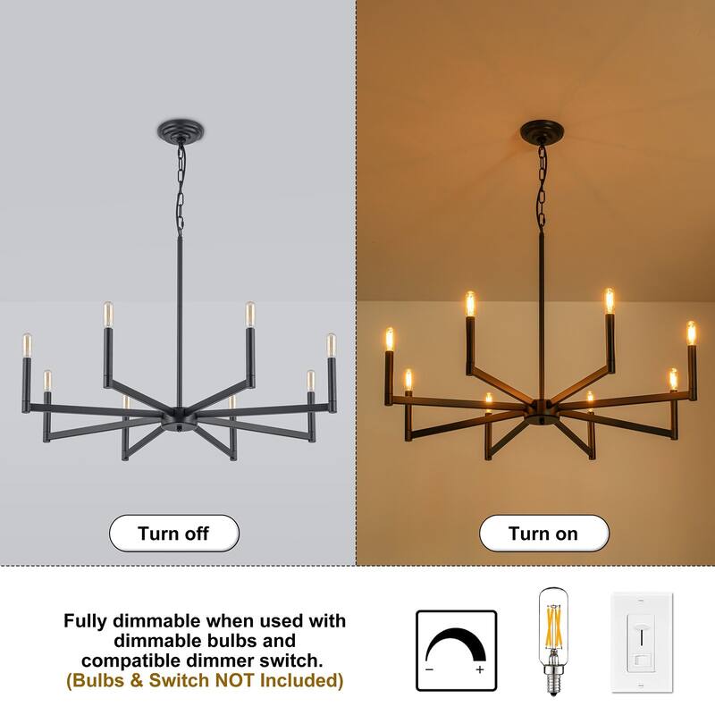 Starskys 8-Light Dimmable Mid-Century Modern Candle Chandelier