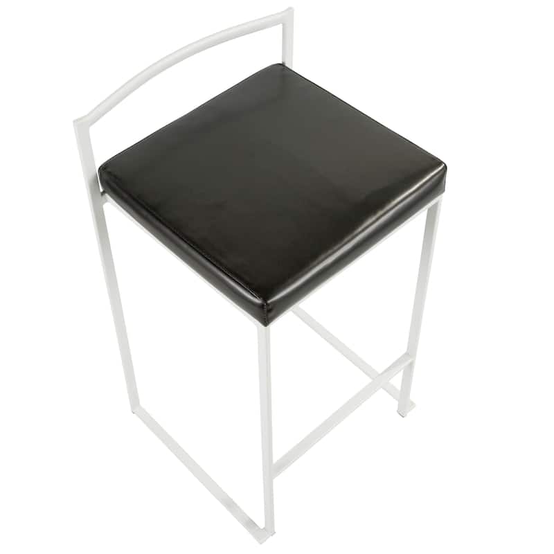 Porch & Den Forrest 26" White Fixed-Height Stackable Counter Stool (Set of 2)