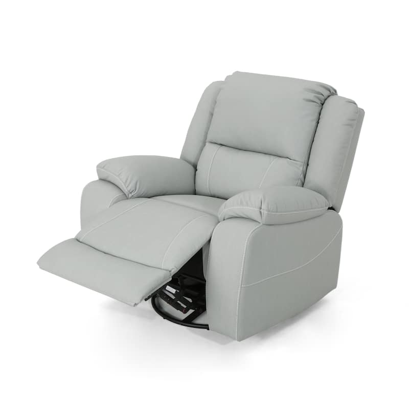 Living Room Swivel Manual Recliner 39" Wide Faux Leather Upholstered Recliner Chair with Metal Base for Bedroom, Office