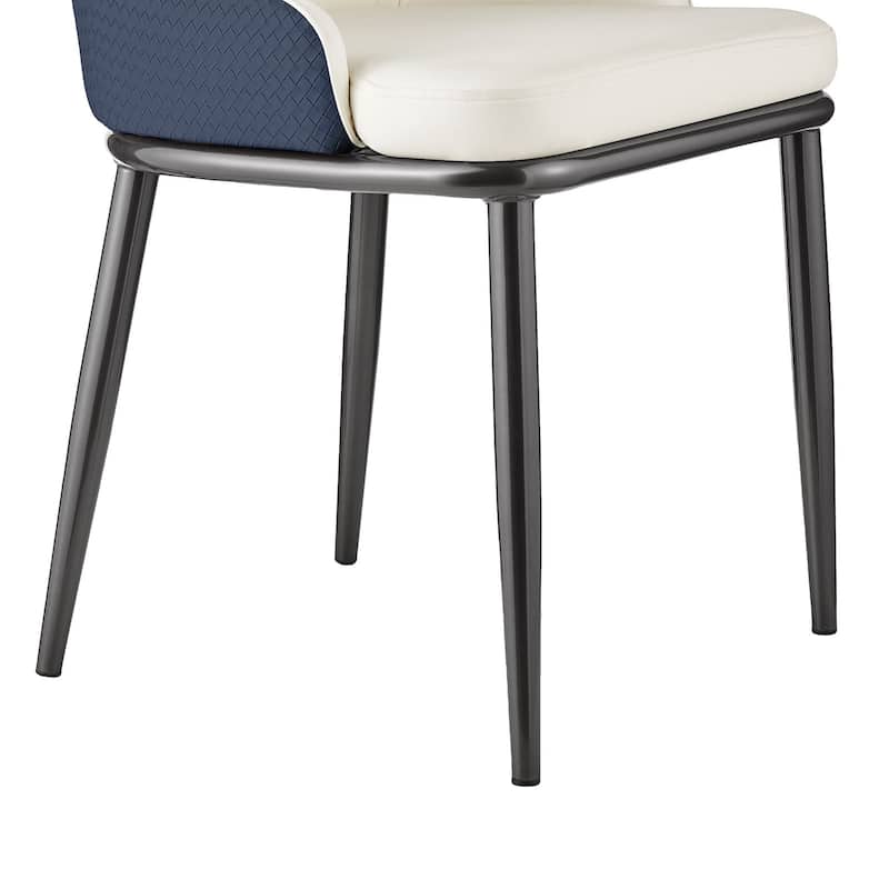 Faux Leather Upholstered Dining Chairs with Woven Back, Set of 2 - 18.11"W x 21.26"D x 36.61"H