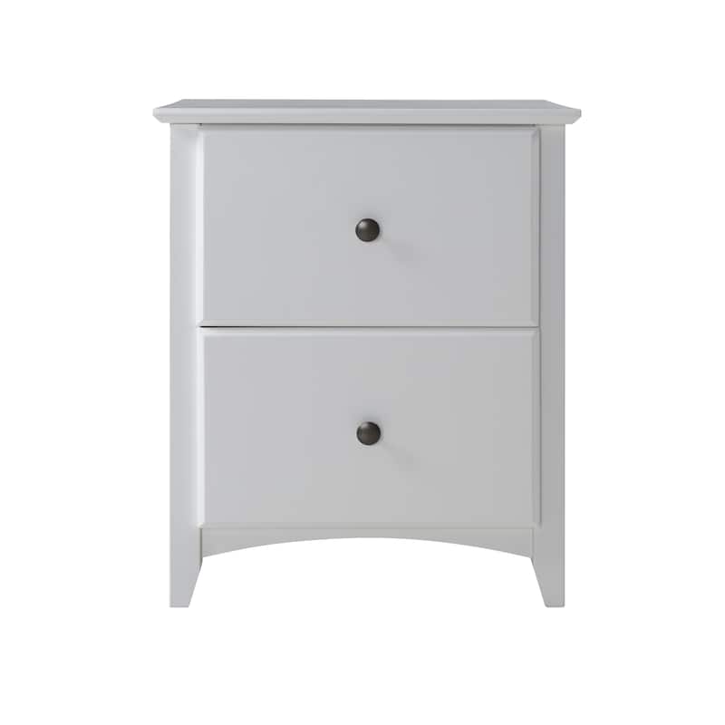 Shaker Style 2 Drawer Night Stand - White Finish