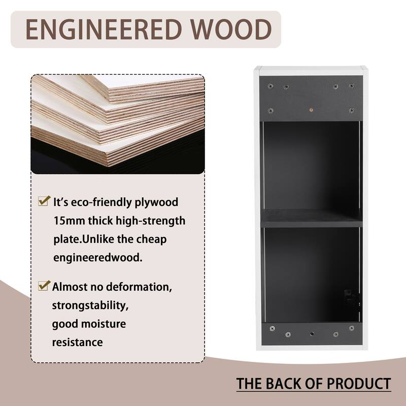 Beingnext 12"/36" Wall Mounted Bathroom Side Cabinet With Soft Close Door And Shelf