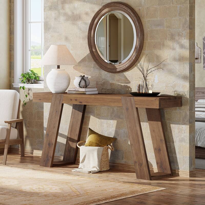 Solid Wood Console Table, Sofa Table Behind Couch, Hallway Entrance Foyer Living Room Accent Entryway Table