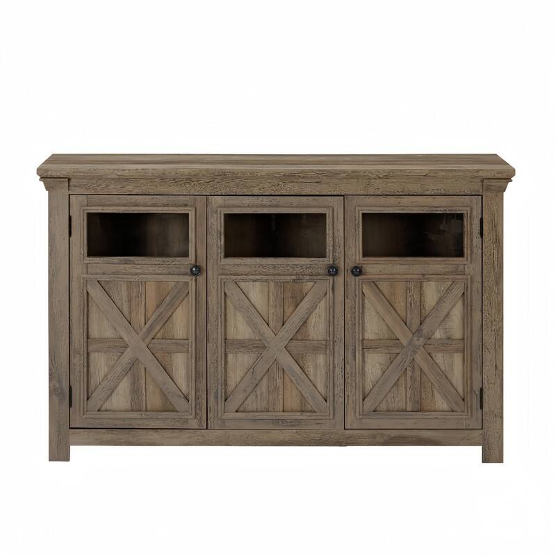 Farmhouse Style 3 Doors Buffet Sideboard Cabinet, Barn Design Storage Cabinet for Dining Room, Living Room