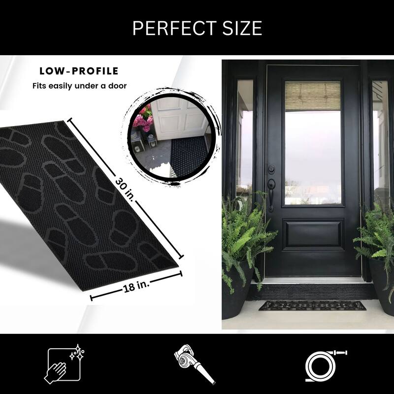 Outdoor Front Door Mat 30x18 Rubber Shoeprint - 18 W x 30 L x 1/8 H