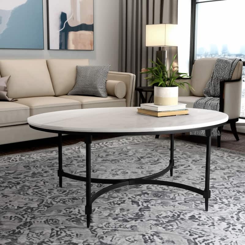 Marble Side Table Round Top Metal Base Small Spaces Home Decor