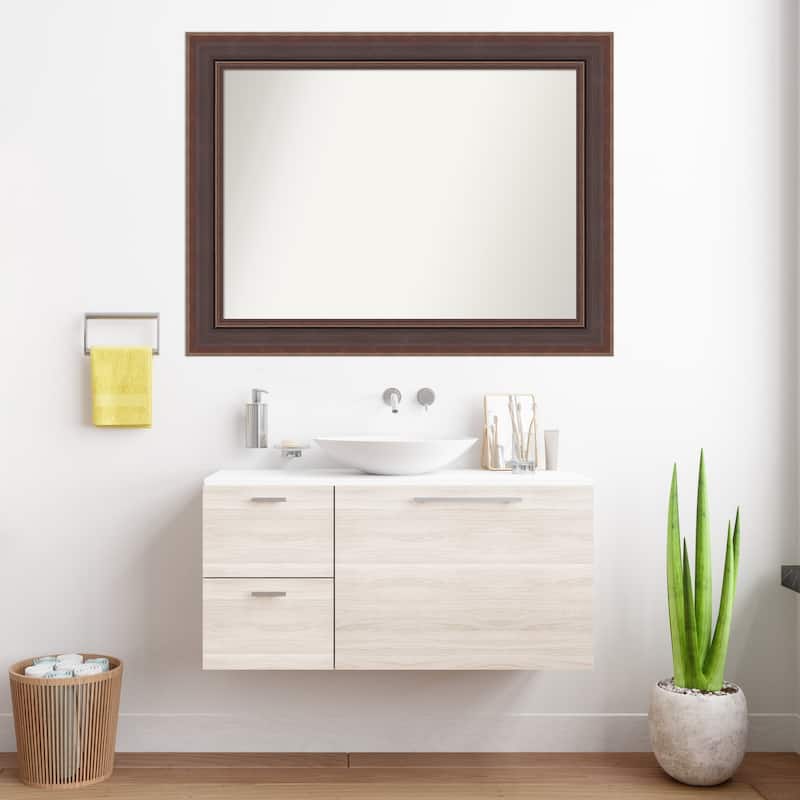 Moab Brown Bronze Non-Beveled Framed Bathroom Vanity Wall Mirror - Moab Brown Bronze