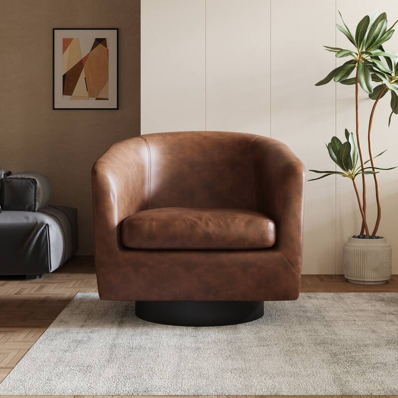 Round Barrel Armchair 360-Degree Swivel Accent Chairs