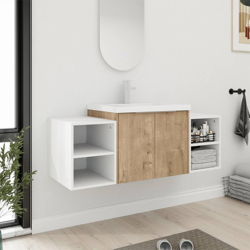 Bathroom Vanity With Sink In 24/36/48/60/72/84 Inch, Floating Bathroom Vanity With Soft Close Door and Shelf