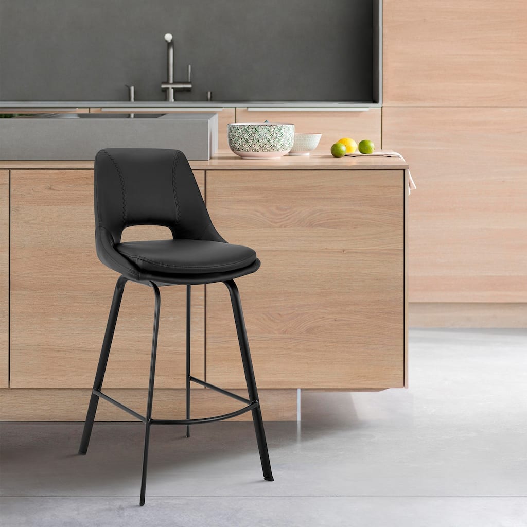 Carise Metal and Faux Leather Bar or Counter Swivel Stool