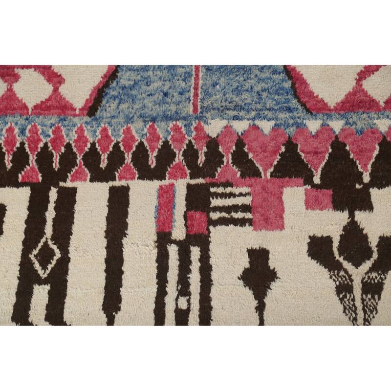 Tribal Geometric Oriental Moroccan Wool Area Rug Hand-knotted Carpet - 9'0" x 13'0"