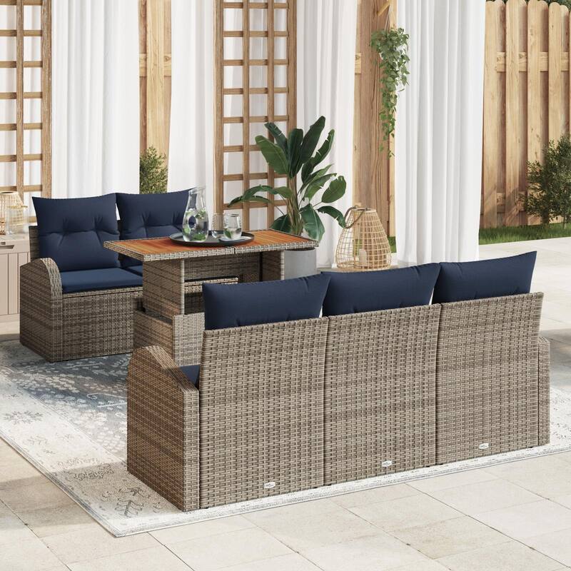 vidaXL 6 Piece Garden Sofa Set with Cushions - 70.5×24.4×27.2 - Grey