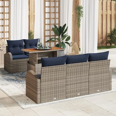 vidaXL 6 Piece Garden Sofa Set with Cushions - 70.5×24.4×27.2