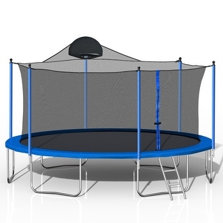 14ft Trampoline for Adults and Kids with Basketball Hoop Outdoor Enclosure Net Ladder