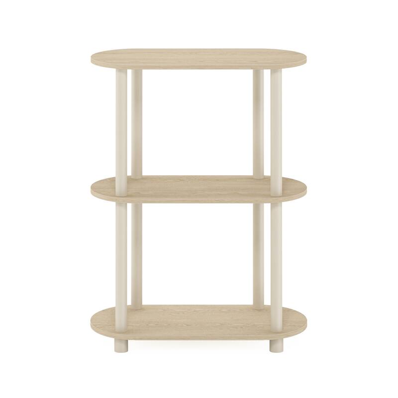 Furinno Turn-N-Tube No Tools 3-Tier Modern Oval Side Display Rack - Bauhaus Oak/Beige