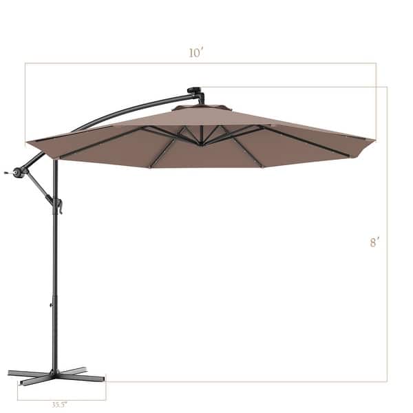 costway 10 hanging solar led umbrella patio sun shade offset ft Cantilever Outdoor Market Umbrella-Red 6.2 ft (188.98 cm) Net weight Costway Folding Outdoor Chaise Lounge