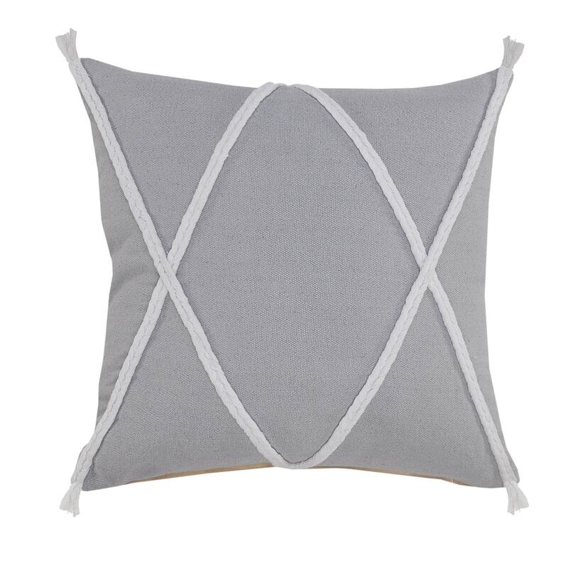 Sevita Coastal Geometric Braided and Tasseled Throw Pillow
