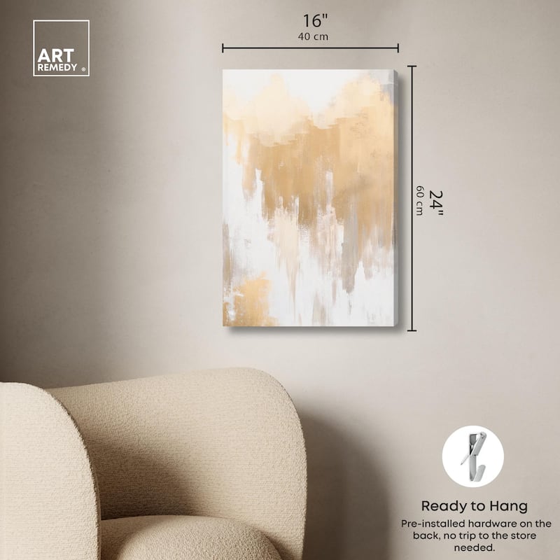 Soft Grey Glam Gold Canvas by Art Remedy, Gallery Wrapped