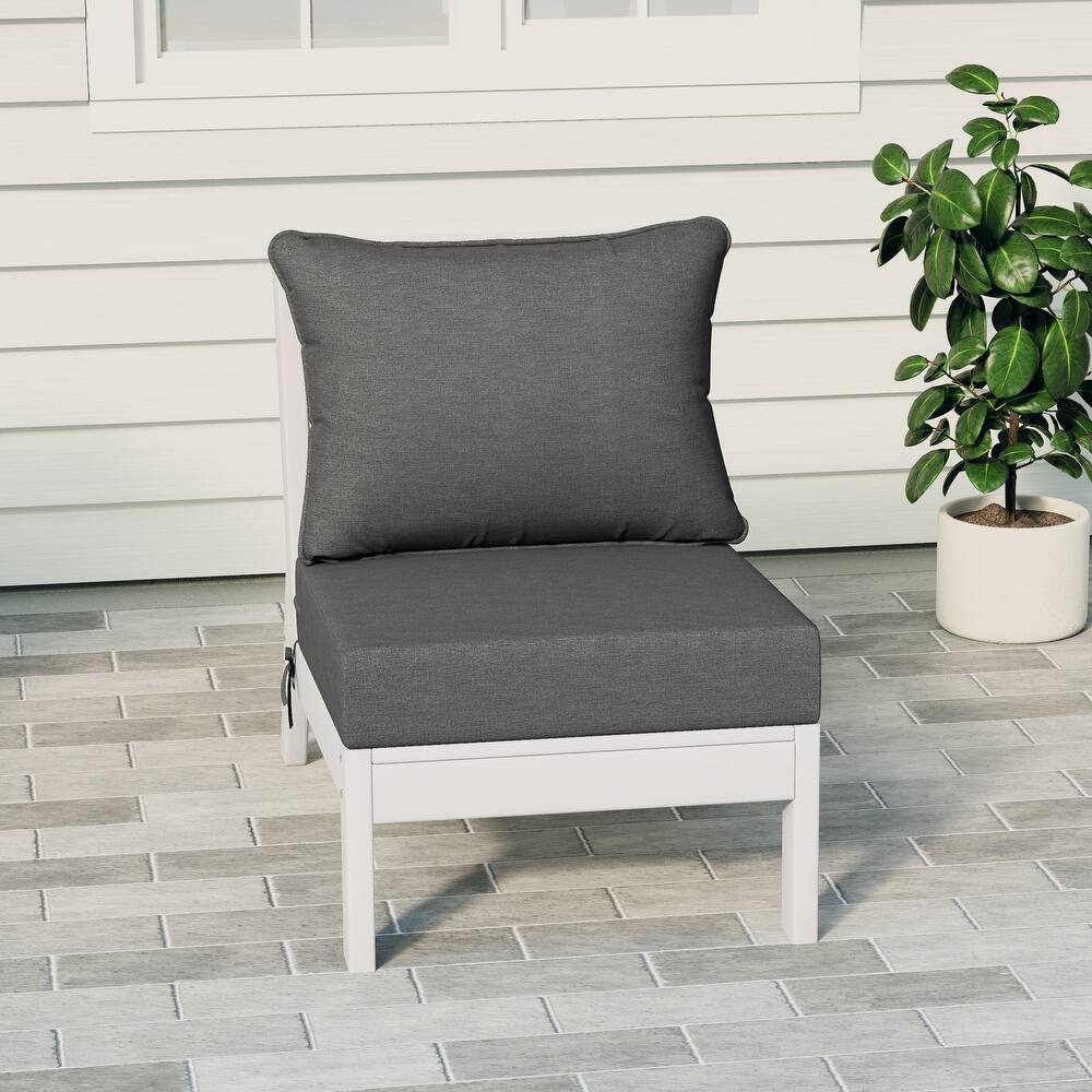 Birchwood All Weather HDPE Outdoor Patio Deep Seating White Armless Chair With Cushions (1-Piece)