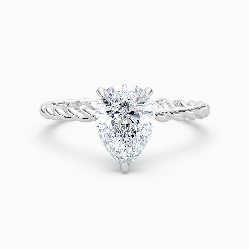 Auriya 14k Gold Lab Grown Pear Diamond Twisted Hidden Halo Engagement Ring 1.00 to 5.00 ct. tw. (F-G, VS) - 7.5 - 2.50 carats - White