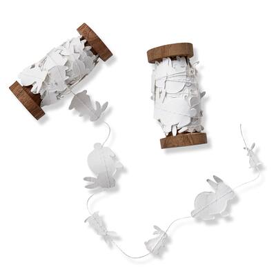 Bunnies Paper Garland on Wood Spool Decorative Wall Banner for Spring and Summer Holiday Decor 3.5 in H x 1.5 in L x 1.5 in W