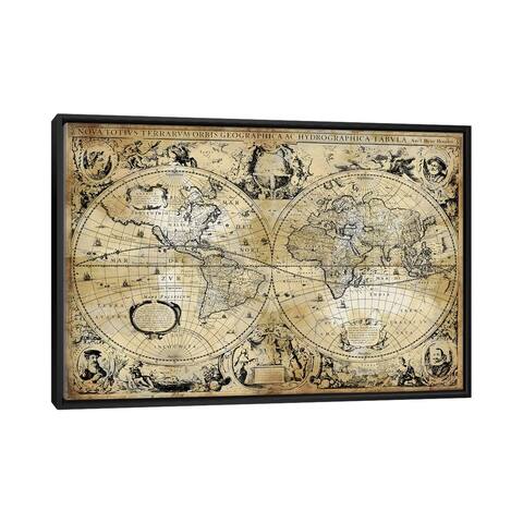 iCanvas "Antique World Map" by Russell Brennan Framed Canvas Print