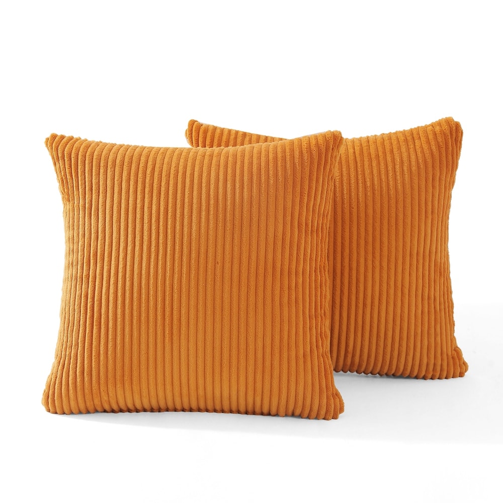 Set of 2 Modern Square Corduroy Accent Throw Pillow