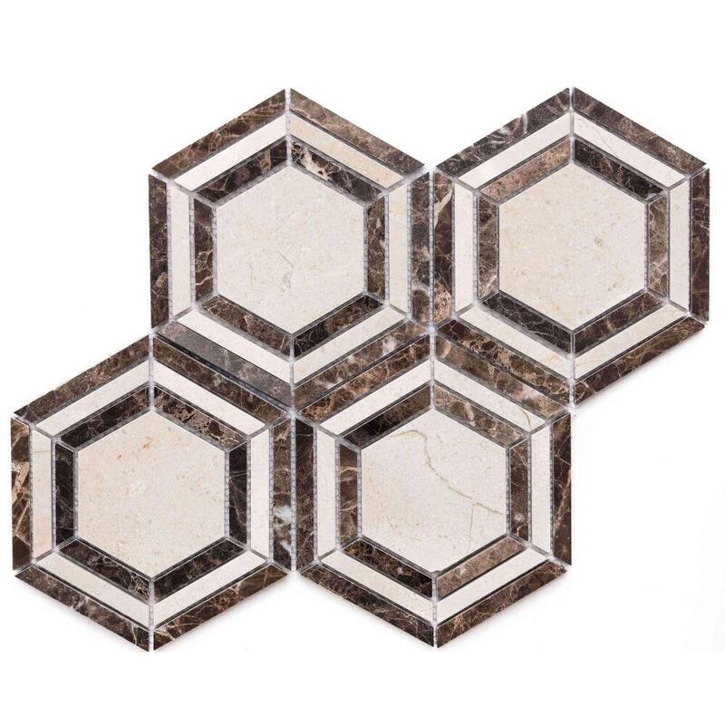 The Tile Life Santorini 4x4 Brown Hexagon Marble Floor & Wall Tile