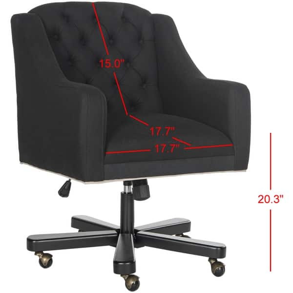dimension image slide 0 of 2, SAFAVIEH Salazar Adjustable Swivel Black/ Taupe Desk Chair - 25.4" x 26.8" x 35.2"