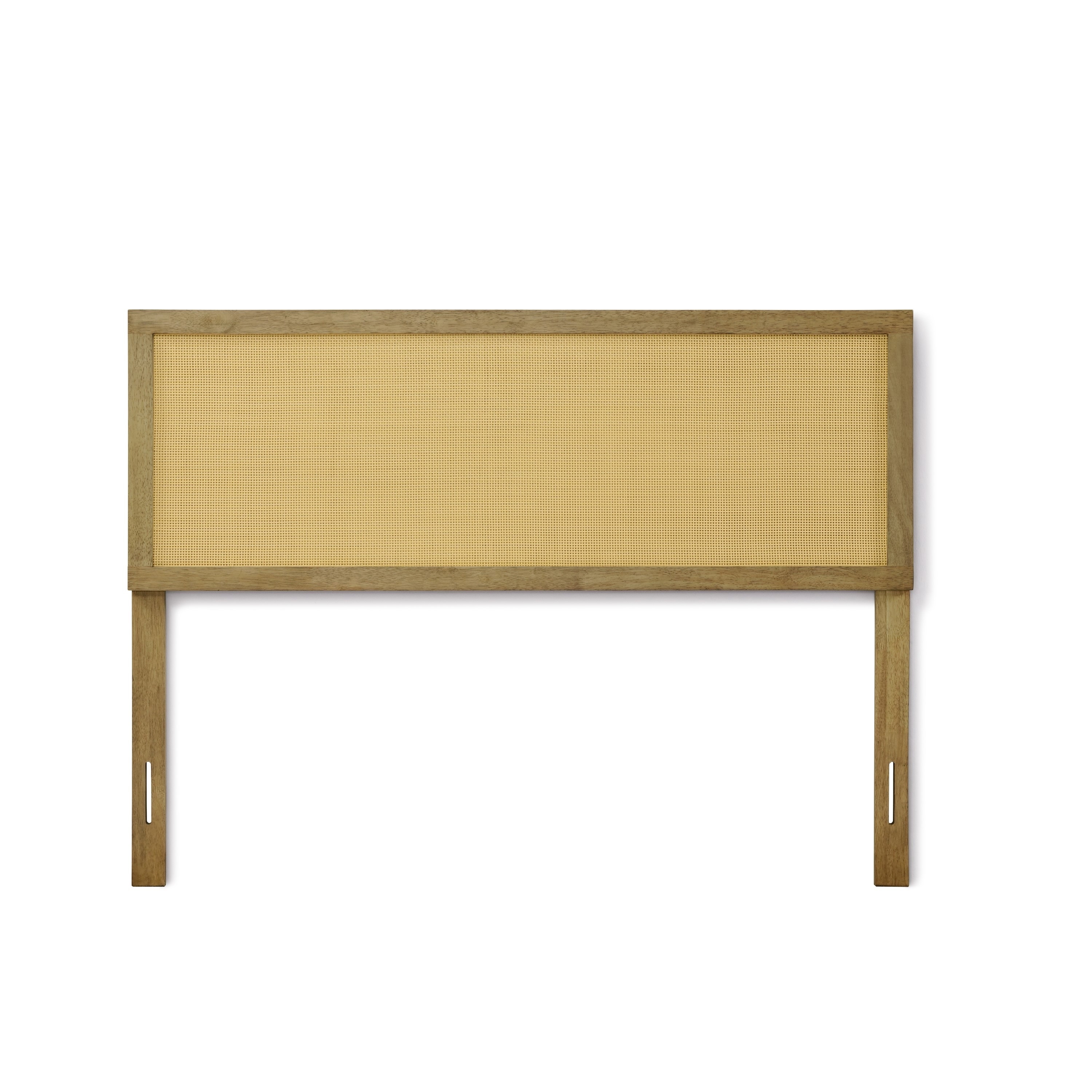 Natural Finish Rubberwood with Rattan Panel Headboard, King or Queen (Headboard Only)