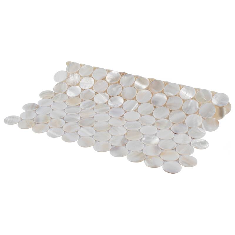 Merola Tile Conchella Penny White 11-1/4" x 11-5/8" Natural Shell Wall Tile