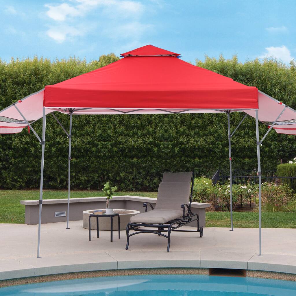 Canopy Tent with Adjustable Dual Half Awnings Center Locking Mechanism