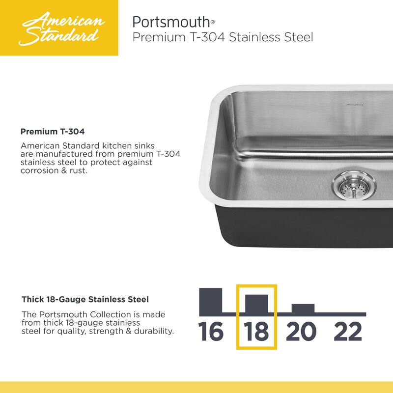 American Standard Portsmouth 17-13/16" Single Basin Stainless Steel - Stainless Steel
