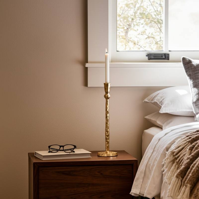 Gold 15 in. Metal Hammered Taper Candle Holder