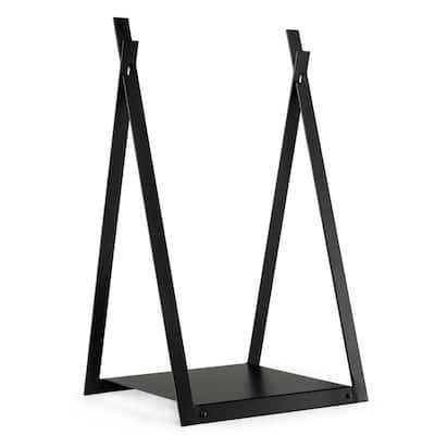 Compact Fireplace Wood Holder with Solid Base Black Steel Firewood Rack for Home and Garden - 16" x 14.5" x 27.5" (L x W x H)